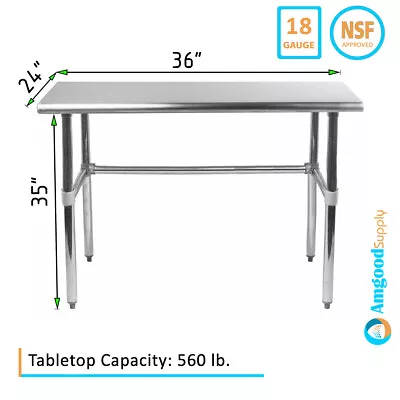 24  X 36  Stainless Steel Open Base Table | NSF Prep Metal Work Table • $204.95