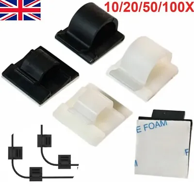 £3.41 • Buy 100x Self-Adhesive Backing Cable Clip Mount Wire Conduit Tubing Nylon Sticky Pad