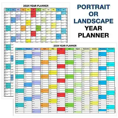 2024 YEAR PLANNER Jan - Dec WALL PLANNER Event Planner Calendar A4 A3 A2 A1 A0 • £3.29