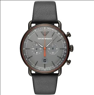 Emporio Armani AR11168 Aviator Grey Orange +Black Chronograph Watch  • £120.99