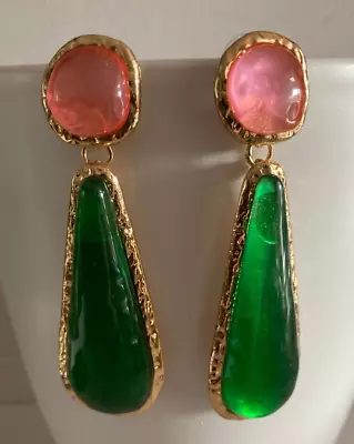 Zara Green  Statement  Drop  Earrings • £8.99