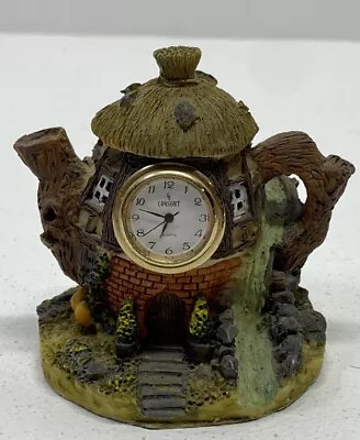 Miniature 3  Garden Cottage House Teapot Resin Quartz Clock Cottagecore Fairy • $17.77