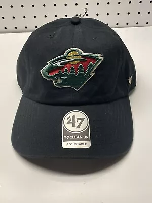 Men's '47 Black Minnesota Wild NHL Hockey Team Clean Up Adjustable Hat NEW • $29.99