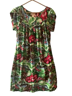 Beautiful Vintage Beach Resort Floral Muu Muu Kaftan Dress L Made Hawaii 60s 70s • $69.99