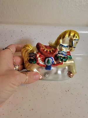 Vintage Blown Glass Horse Colorful Glittery Hanging Christmas Ornament  • $19.99