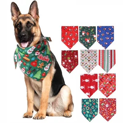 2X Christmas Dog Cat Bandana Pet Puppy Santa Neckerchief Bibs Scarf Collar Decor • $13.19