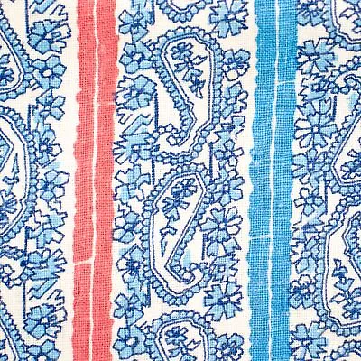 Vintage Feedsack Fabric Red Blue Paisley Stripe Floral 1940s Quilting 18x22 • $9.88