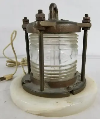 BEAUTIFUL Vintage 1900'S Marine 12  Signal Light On MARBLE BASE...MODIFIED LAMP • $227.50