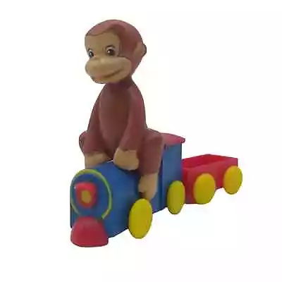 Curious George On Train Toy Figure 3  Cake Topper Monkey Birthday Blue Red • $9.99