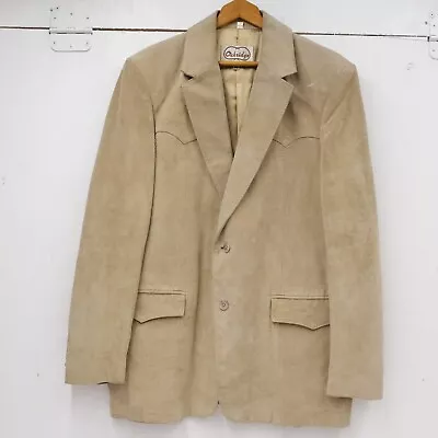 Vintage Oakridge By Skully Western Sports Coat Beige Tan Mens 48 Leather Rancher • $67.20