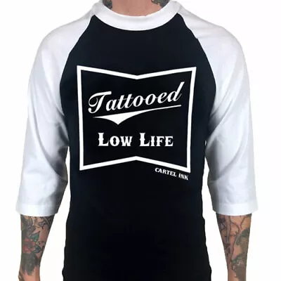 $28 • Buy Tattooed Low Life 3/4 Sleeve Jersey By Cartel Ink 