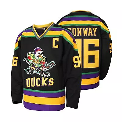 Charlie Conway #96 Mighty Ducks Movie Hockey Jersey White Green Medium Black • $59.97