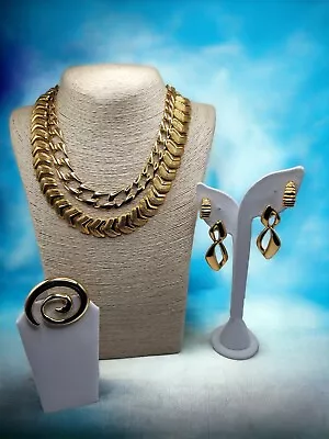 Vintage Napier Goldtone Signed Jewelry Lot Earrings Pin Necklaces • $65