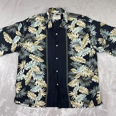 Bamboo Cay Shirt Men 3XL Black Hawaiian Palm Tree AOP Rayon Short Sleeve NWOT • $57.39