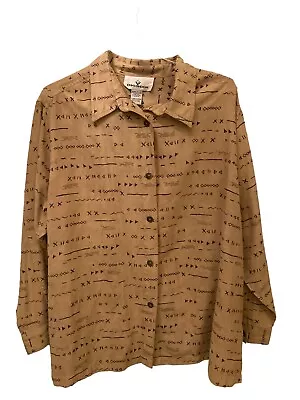 Erin London Aztec Brown Shirt Size 2XL Button Up Vintage • $12.50