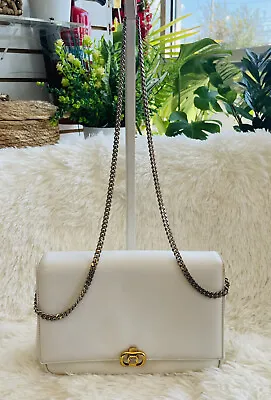 CELINE Shoulder Bag Clutch Bag White Chain Bag Flap Madenin Italy Vintage • $499.99