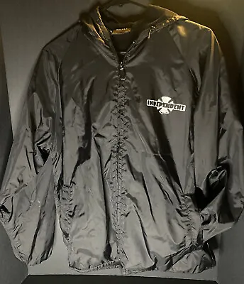 Independent Spell Out Lined Hooded Windbreaker Jacket Skateboard Black Size S • $20.99