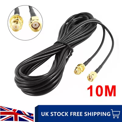 10m RP SMA Male To RP SMA Female Coaxial Pigtail RG174 Antenna Extension Cable • £8.89