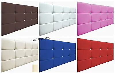 £32.99 • Buy Cube Diamante Headboard In Faux Leather Fabric 2FT 3FT 4FT6 5FT 6FT 26 Inches UK