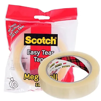 £5.99 • Buy Scotch Easy Tear Clear Adhesive Tape Sticky Tape Mega Roll Measures 25mm X 100m