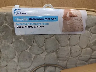 £7.99 • Buy Bath Mat 2 Piece Set Non Slip Soft Memory Foam  Pedestal Toilet Bathroom Rug