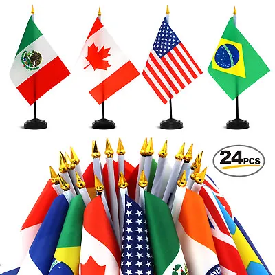 $21.95 • Buy Anley 24 Countries Deluxe Desk Flags Set 8 X 5 Inches Miniature Desktop Flag