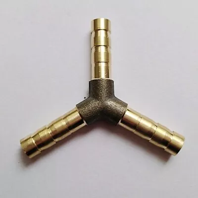 1/4  HOSE BARB Brass Pipe 3 WAY Y Fitting Thread Gas Fuel Water Air B161 • $7.50