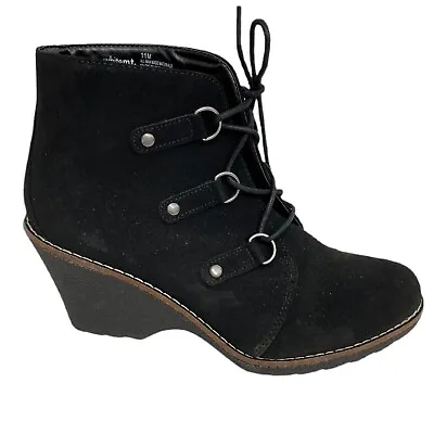 White Mtn Wedge Ankle Bootie Womens Size 11 Liliana Lace Up Black • $22.88