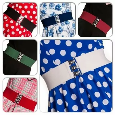 £5.99 • Buy Vintage Style Nurses Pinup Belt Butterfy Clasp New Elastic Waist Cinch Red 