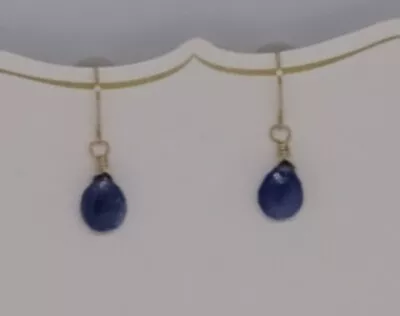 18K Sapphire Teardrop Dangle Earrings • £50