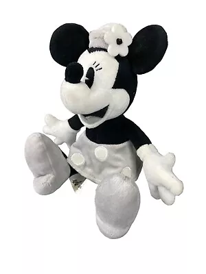 Disney Parks Minnie Mouse Plush Soft Toy 9” Black & White Vintage Authentic • £6