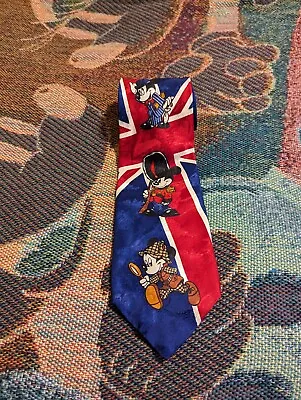 Vtg Disney Mickey & Co. British England Silk Necktie Tie 58 In Made In Italy  • $14.88