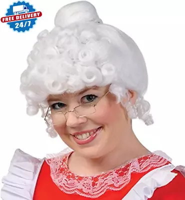 Mrs. Claus White Synthetic Wig - One Size Fits All (1 Count) - Festive Holiday A • $19.70