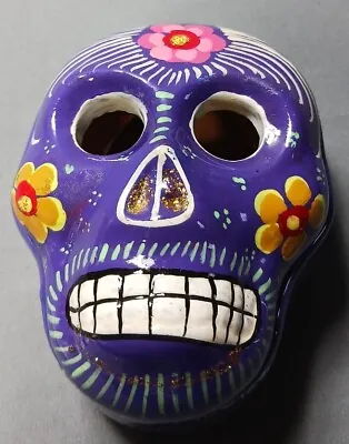 Day Of The Dead Trinket Box Cozumel Mexico Sugar Skull Terracotta Souvenir  • $3.30