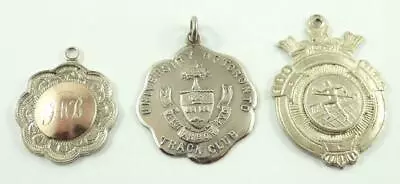 3 Vintage Sterling Silver Sporting Award Medals Or Fobs - Football & Track • $65