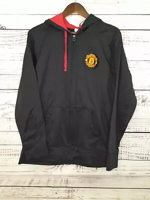 Manchester United Hoodie Mens L Black Red Logo Patch Soccer Football England • $23.14