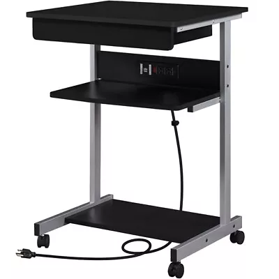 Mobile Compact Computer Table W/Power Outlet Home Office Desk For Small Spaces • $68.99