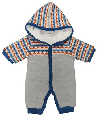 Baby Boy Knitted Pram Suit Snowsuit All In One Fleece Lined Winter Warm • £15.99