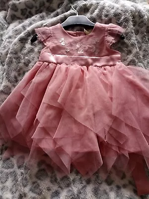 BNWT Beautiful Dusky Pink Baby Girls Party Dress Age 0-3 Months Bambini • £6.99