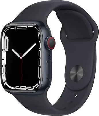 Apple Watch Series 7 GPS + LTE W/ 45MM Midnight Aluminum Case & Black Sport Band • $179.95