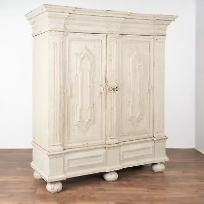 Baroque White Painted Armoire Sweden Circa 1780-1800 • $9750