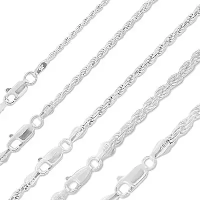 Sterling Silver Diamond-Cut Rope Chain Solid 925 Italy New Necklace • $9.31