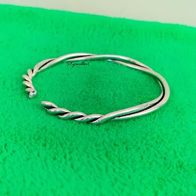 Solid 925 Sterling Silver Cuff Bracelet Hammered Adjustable Bangle  SK125 • $14.99