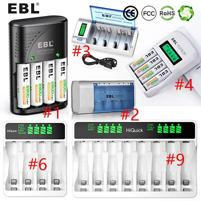 EBL 4 Slots / 8 Slots LCD Rechargeable Battery Charger For Ni-MH Ni-Cd AA AAA • $15.99