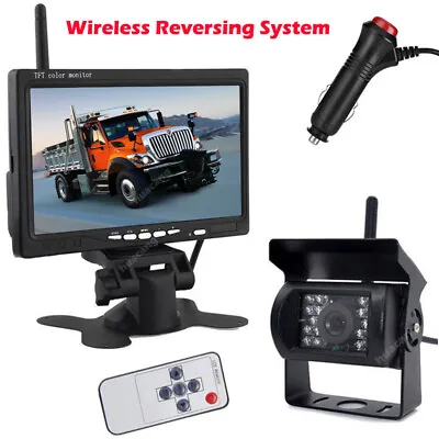 Wireless Reversing Camera 7  HD Monitor Truck Caravan Motorhome Bus Rearview Kit • £81.99