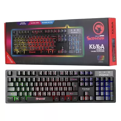 Marvo RGB Gaming USB Wired Keyboard 7 Colour Rainbow LED Backlit Gamer UK Layout • £9.95