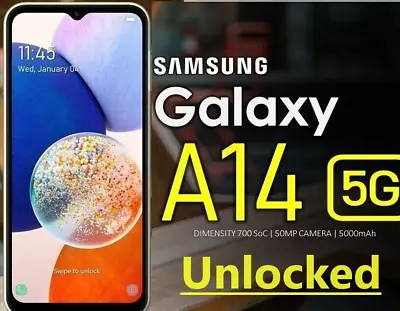 Samsung Galaxy A14 5G - 64GB (GSM UNLOCKED) 4GB RAM 6.6  Display Black Mint • $129.99