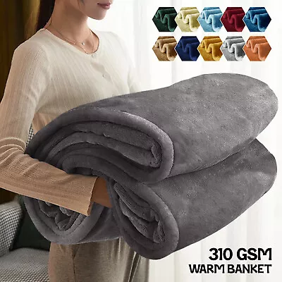 Large Faux Fur Warm Fleece Throw Over Soft Sofa Bed Mink Blanket Double & King • £12.17