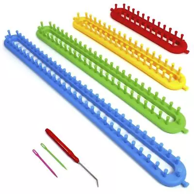 4 Piece Long Knitting Loom Set Knitter Board Straight Rounded Kit • £13.95