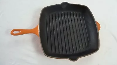 Le Creuset Cast Iron Grillit Square Frying Griddle Skillet Pan Pot 26cm Orange  • £45